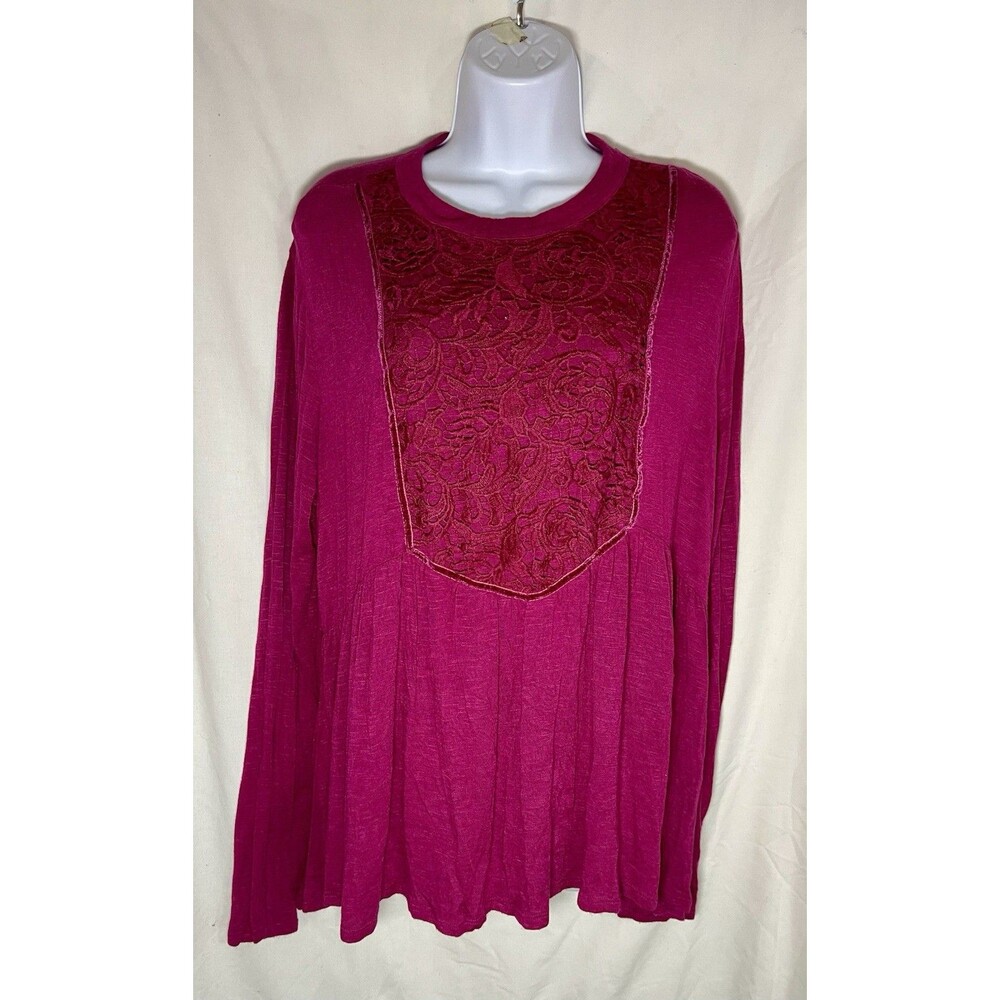 Xhilaration Boho Lace Panel Peplum Top – Magenta Pink – Size XXL